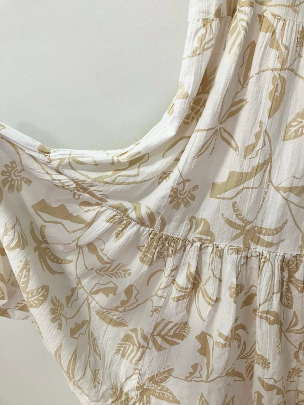 American Eagle | White Crochet Babydoll Gauze Maxi Dress XL Boho Chic Tiered